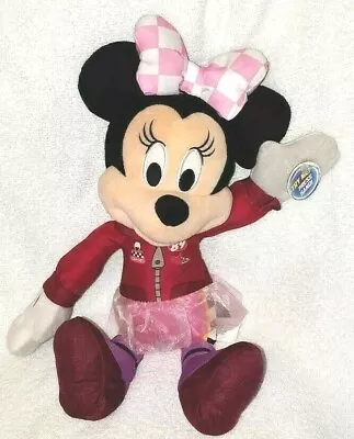 Disney Minnie Mouse Roadster Musical Light Up Racer Pals Talking 13  Plush NWOT • $21.36