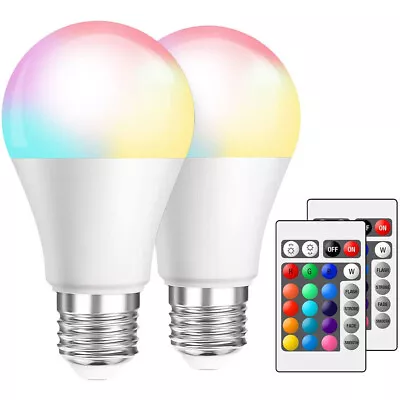 5/10/15W Dimmable E27 RGB LED Light Bulbs 16 Colour Changing Remote Lamp Decor • $10.20