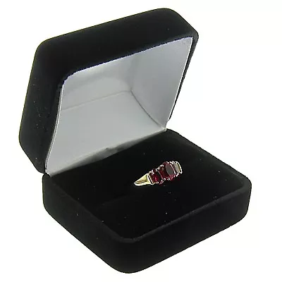 Black Velvet Engagement Double Ring Box Display Jewelry Gift Box Classic Style • $10.11