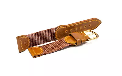 Hadley-Roma 19mm Brown Vintage Classic Swiss Army Style Leather/Nylon Watch Band • $9.71