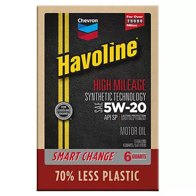 Chevron Havoline High Mileage Synthetic Technology Motor Oil 5W-206 Quart Smart • $20.68