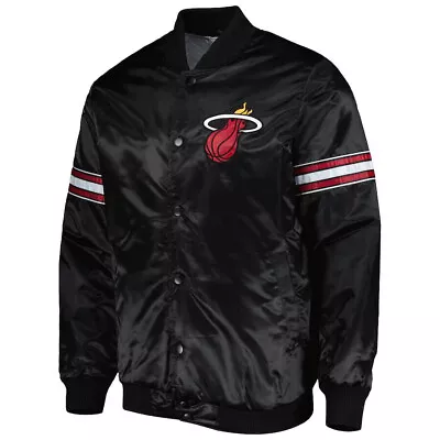 NBA Miami Heat Vintage 80's Black Satin Bomber Letterman Varsity Baseball Jacket • $85