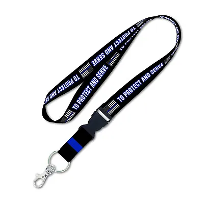 $14.99 • Buy NEW Police Blue Line Flag To Protect And Serve Lanyard With Metal Lobster. Black