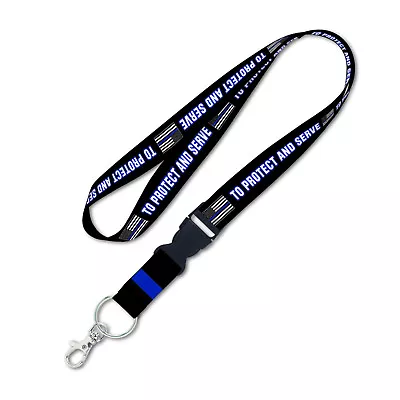 $14.99 • Buy NEW Police Blue Line Flag To Protect And Serve Lanyard With Metal Lobster. Black