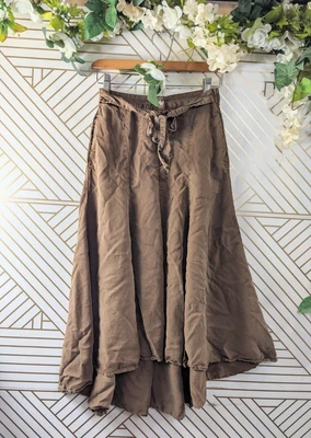 $17.99 • Buy ZARA BASIC Women's Lyocell High Low Skirt Belted Tie Waist Button Up Size Medium