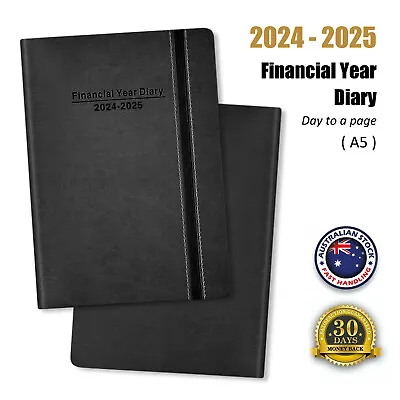 2024 - 2025 Financial Year Diary A5 Day To A Page W/ Elastic Planner Organiser • $19.95