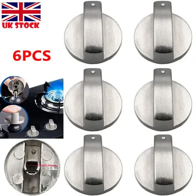 6X Universal Gas Stove Knobs Cooker Oven Hob Control Knobs Switch 6mm Silver UK • £6.49