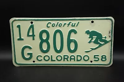 1958 Colorado SKIER License Plate - Winter Ski Snowboard Tag • $99.99