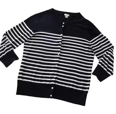 J. Crew Women's Navy White Striped The Clare Cardigan Size XL • $32