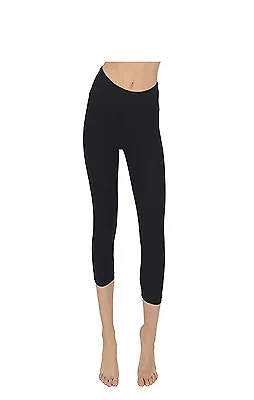 Ladies Prime Quality 3 /4 Length Cropped Stretchy Cotton Capri Leggings 3 Shades • £2.99