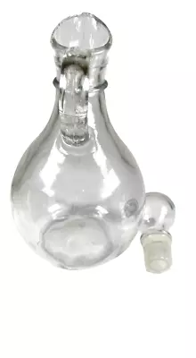 Vintage Clear Glass Cruet Bottle 8.5  Has Stopper Perfect For Salad Dressing Etc • $8