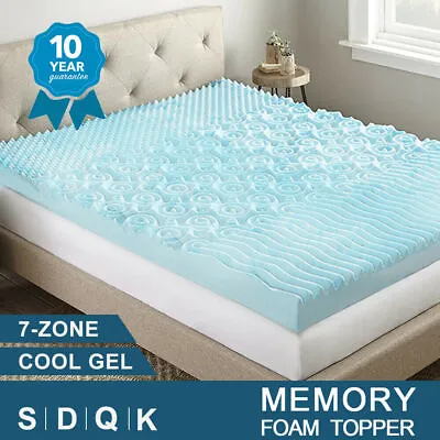 $69 • Buy Cool Gel Memory Foam Mattress Topper Queen Matress Support Bedding King 7-Zone