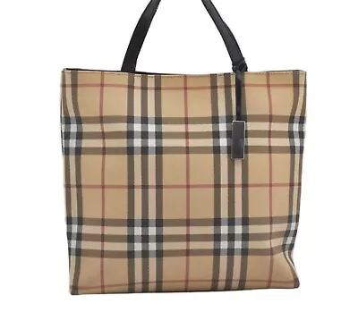 £139.69 • Buy Authentic BURBERRY Vintage Nova Check PVC Leather Hand Tote Bag Beige 6580G