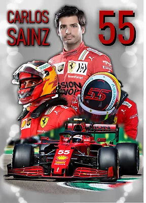 Carlos Sainz Poster Formula 1 Ferrari F1 Racing High Quality Print Art A3/ A4 • £6.95