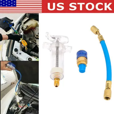 A/C Oil And Dye Injector With R-134A Snap Quick Coupler 1/4  Sae Connector Tool • $11.99