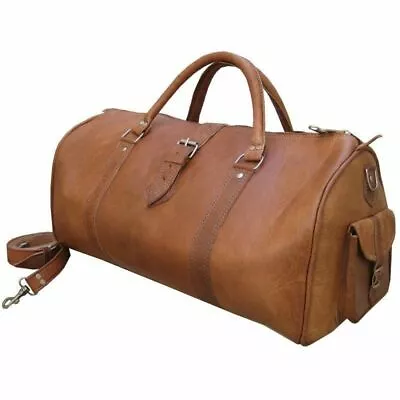 24  Men Genuine Leather Large Vintage Duffel Travel Weekender Overnight Bag • $70