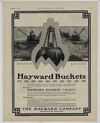 1910 Hayward Buckets Ad: Orange Peel & Clam Shell - 50 Church St. New York City • $17.76