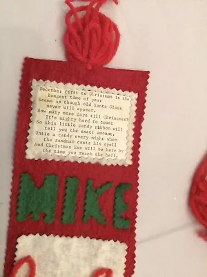 Vintage Advent Calendar Handmade For Mike 29” L • $12.50