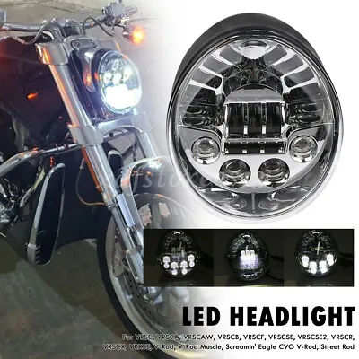 Chrome Hi/Lo LED Headlight Headlamp For Harley VRod V-rod VROD VRSC VRSCA VRSCF • $100.69