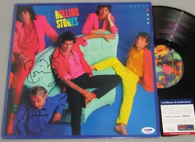 ROLLING STONES RONNIE WOOD Hand Signed LP + PSA DNA  'Dirty Work' • $599