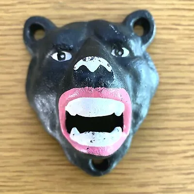 £9.72 • Buy GROWLING BEAR BOTTLE OPENER Painted Cast Iron BEER Or SODA CAP TOOL Wall Mounted