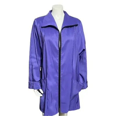 Maralyce Ferree Purple Nylon Zip Front Rain Jacket Sz-Large • $39