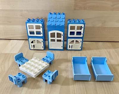 Lego Duplo Bright Light Blue Door Window Awning Bed Table Chairs Roof House Part • $11.99