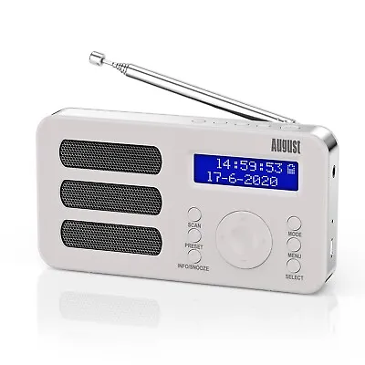 £36.95 • Buy Digital Portable Radio Rechargeable DAB DAB+ FM 40 Preset Dual Alarm MB225 White