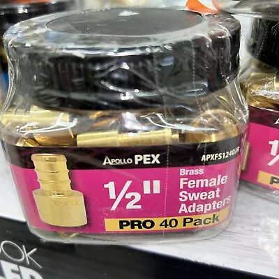 Apollo 1/2  Brass PEX Barb X 1/2  Female Sweat Adapter Pro (40-Pk) APXFS1240JR • $21.37