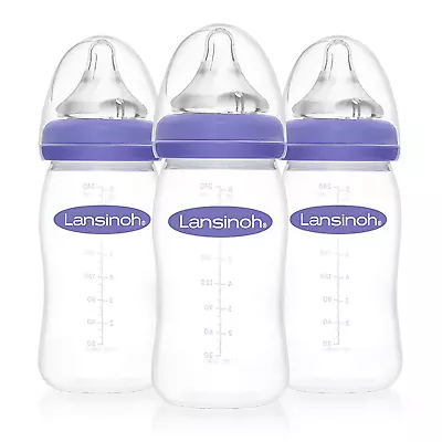 Lansinoh Anti-Colic Baby Bottles - 8 Ounces - 3 Count - Medium Flow Nipples • $25.49