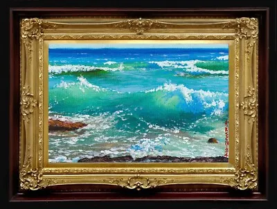 ORIGINAL Oil Painting Handmade Arseni ~ BEAUTIFUL SEA 6  X 4  NO FRAME USA • $37.90