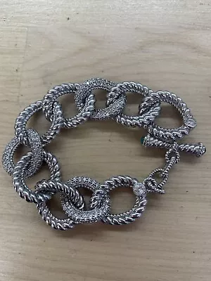 Retired  Judith Ripka Sterling Silver Curb Link  Bracelet Diamonique 7 Inches • $122