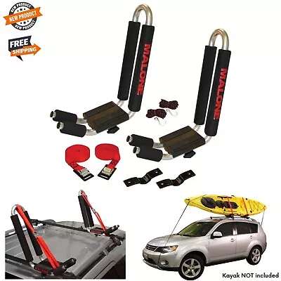 J-Style Kayak Holder Car Roof Rack Kayak Carrier W/ Bow/ Stern Lines Rail Mount • $215.47