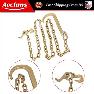 5/16 X 8 FT Grade 70 Tow Chain 15  J Hook R J T Cluster Hook Recovery Wrecker US • $36.25