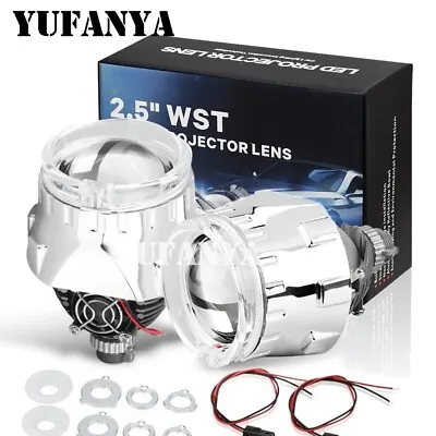 $99.99 • Buy 2.5'' Bi LED Projector Lens White LED Angel Eye 70W Headlight Retrofit Universal