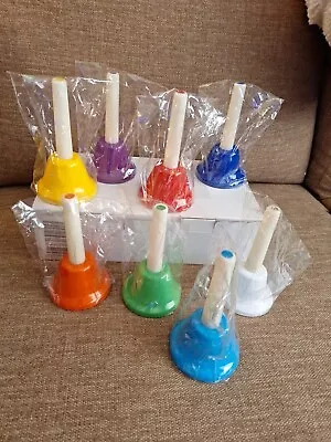 Colorful Hand Percussion Metal Bells 8 Note Diatonic For Musical Rainbow • $14.99