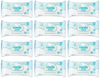 Aldi Mamia Sensitive Fragrance Free Soft & Gentle Baby Wipes 720 Wipes (12 X 60) • £17.17