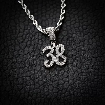 Men’s 1 CT Natural Moissanite Name Number 38 Pendant Charms 925 Sterling Silver • $161.24