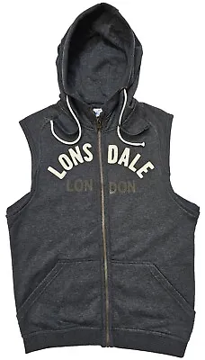 Lonsdale London Sleeveless Hoodie Men's Gray Full Zip Hoodie Size S Cotton • $24.70
