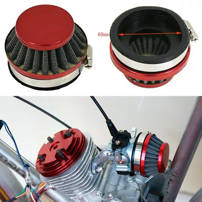 60mm Carburetor Air Filter For 2-Cycle 49cc 60cc 66cc 80cc Motorized Bicycle Red • $6.99