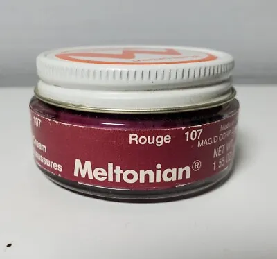 Vintage Meltonian Red Rouge 107 Boot Shoe Cream Polish 1.60 Oz Glass Jar USA MCM • $15.99