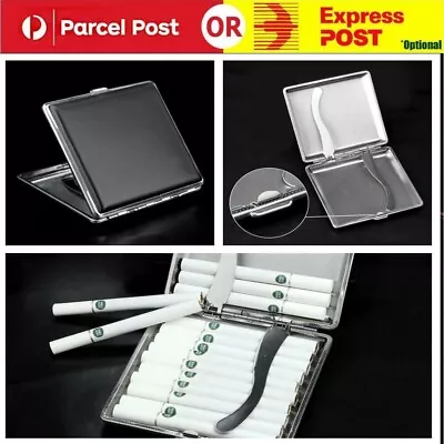 Stainless Steel Black Cigarette Case Tobacco Pocket Pouch Holder Box Cigar AU • $5.99