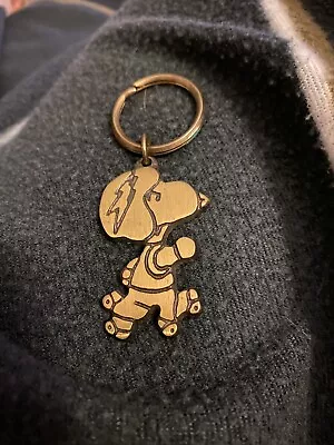 Vintage Peanuts Snoopy 1958 Skating Brass Keychain By Aviva Rare • $36.95