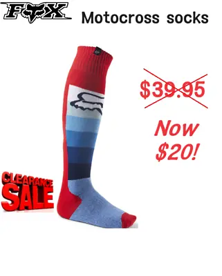 CLEARANCE! FOX 180 TOXSYK Motocross MX Socks Lg NEW Red Dirt Bike ATV Socks • $20