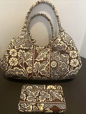 VERA BRADLEY SHOULDER BAG HOBO PURSE & Opera Wallet - SLATE BLOOMS • $43