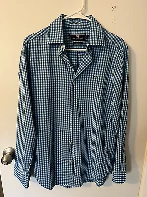 Vineyard Vines Classic Fit Gingham Performance Whale Shirt Men's Small • $15