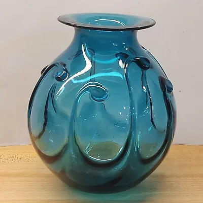 Signed Art Glass Vase By Bruce Cobb Lilly Pad Vase Arts And Craft Style • £58.39