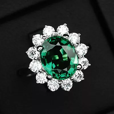 Beautiful Green Tsavorite Garnet Oval 3.40 CT 925 Sterling Silver Handmade Rings • $38.84