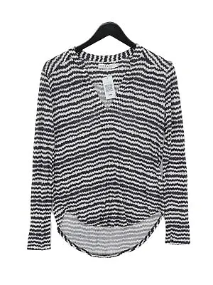 Velvet Women's Top S Blue Striped Rayon With Spandex Long Sleeve V-Neck Basic • £8