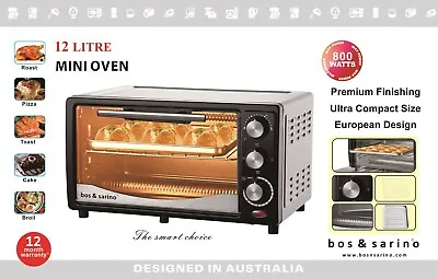 $89.99 • Buy 12L Toaster Oven Powerful 800W Bake Grill Broil Toast Timer Temp & Heat Selector